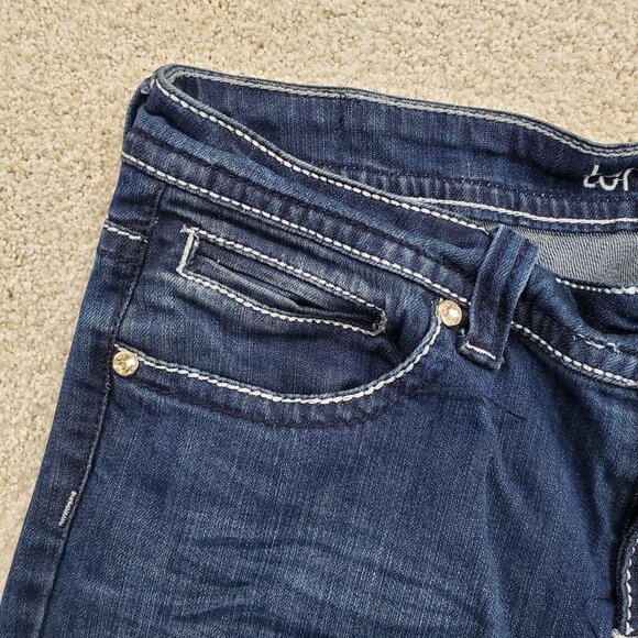 X Ten Denim Womens Bootcut Jeans 9 Mid Rise Med Wash Embellished Pockets Stretch - Picture 4 of 12